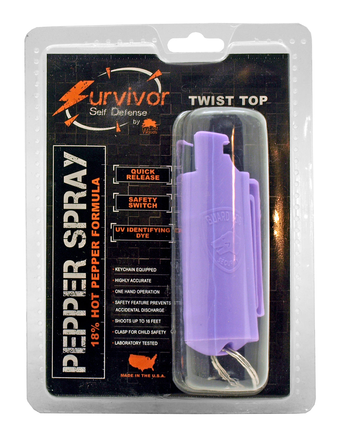1/2 Ounce Survivor Self Defense Belt Clip Hard Case Pepper Spray Keychain
