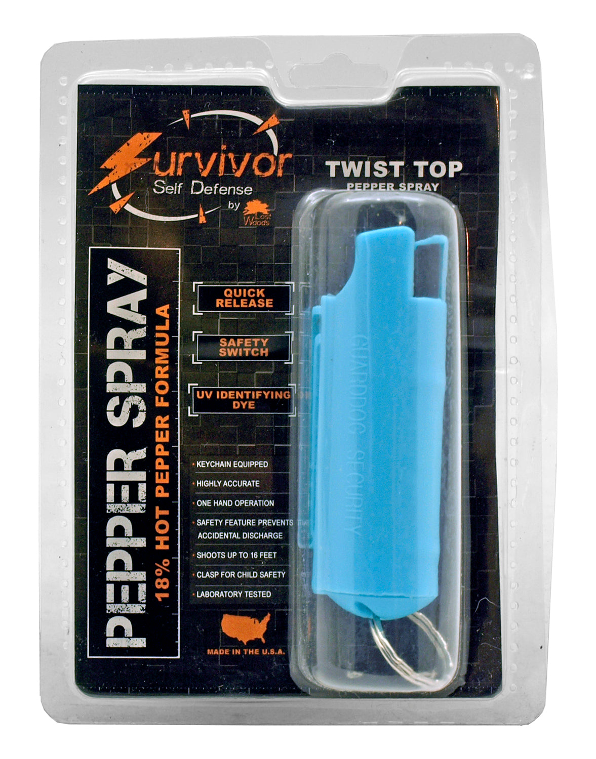 1/2 Ounce Survivor Self Defense Belt Clip Hard Case Pepper Spray Keychain