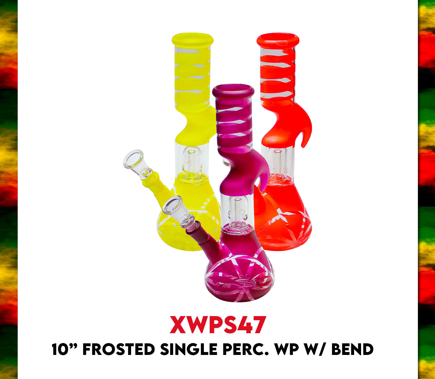 10" Frosted Single Perc Water Pipe w/ Bend