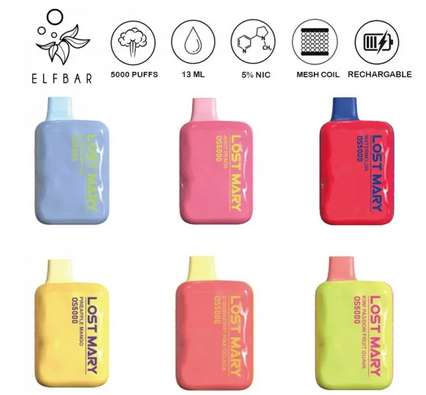 LOST MARY OS5000 BY ELFBAR 5000 PUFFS RECHARGEABLE DISPOSABLE VAPE